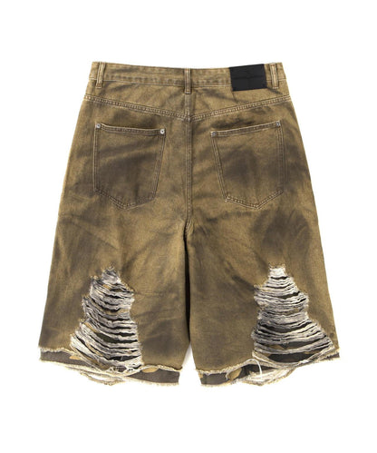 NOT4NERD Camo Layered Distressed Bermuda Denim Pants