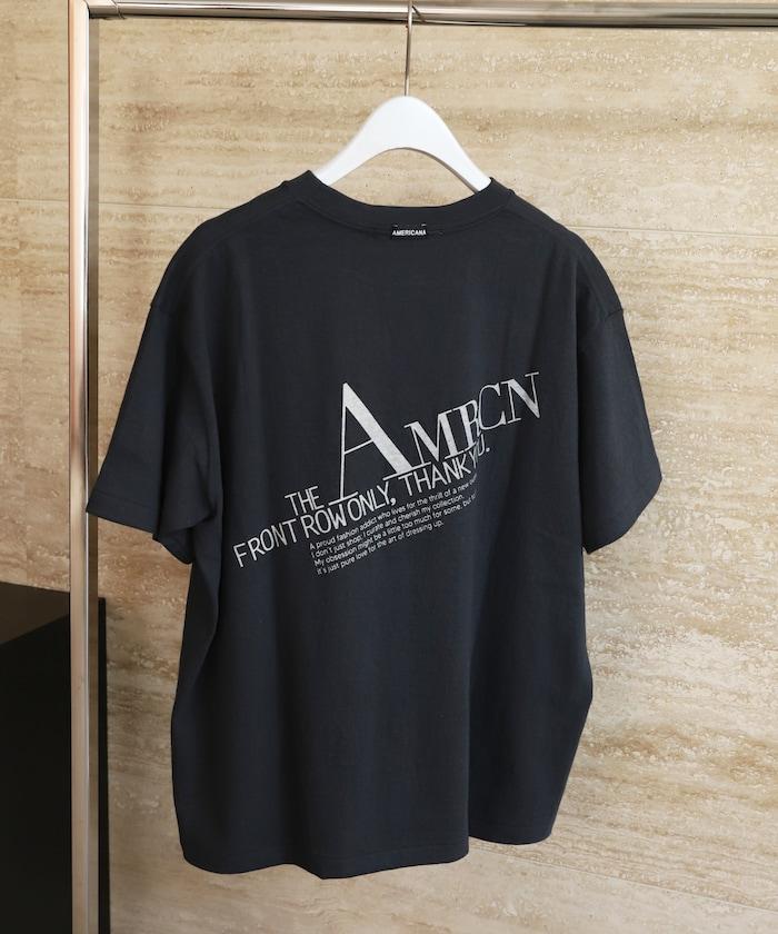 Americana× Firsthand 聯名款 圓筒拉菲棉 斜紋徽標印花T恤 / 寬鬆版型 斜紋後背印花T恤