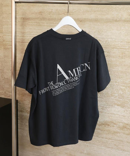 Americana× Firsthand 聯名款 圓筒拉菲棉 斜紋徽標印花T恤 / 寬鬆版型 斜紋後背印花T恤