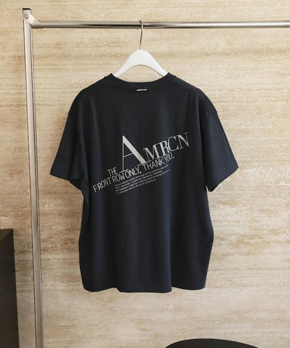 Americana× Firsthand 聯名款 圓筒拉菲棉 斜紋徽標印花T恤 / 寬鬆版型 斜紋後背印花T恤