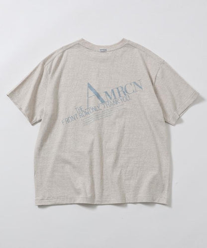 Americana× Firsthand 聯名款 圓筒拉菲棉 斜紋徽標印花T恤 / 寬鬆版型 斜紋後背印花T恤