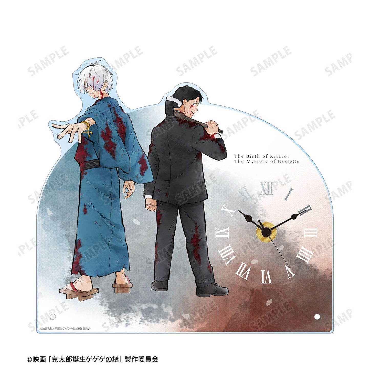 映畫 鬼太郎誕生 ゲゲゲの謎（鬼太郎誕生 咯咯咯之謎） 描き下ろし 鬼太郎の父&水木 戦う父の背中ver. 亞克力立牌時鐘