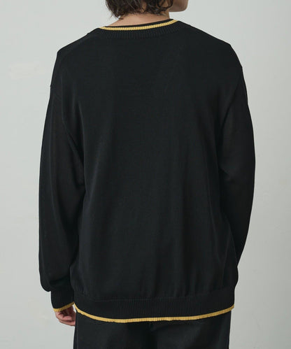 撞色線條針織開衫