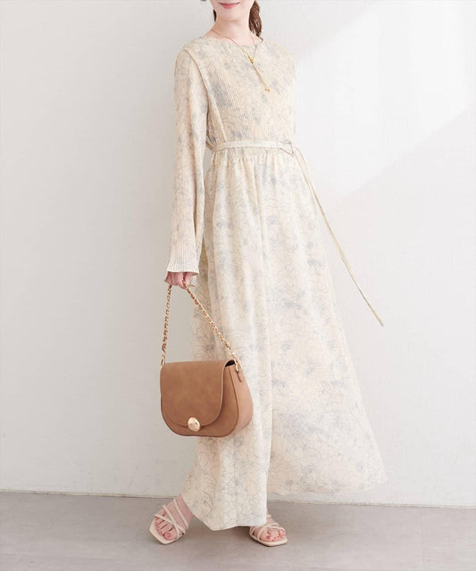 natural couture 腰帶褶皺連衣裙