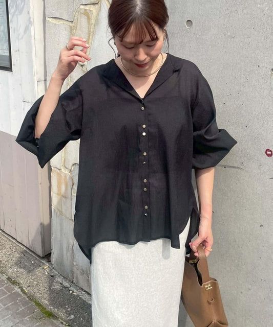 上品透視雙排扣襯衫