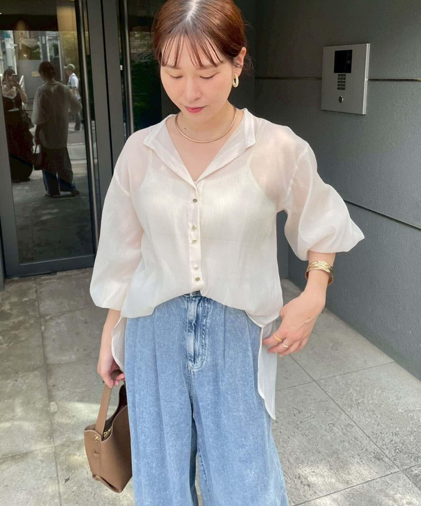 上品透視雙排扣襯衫