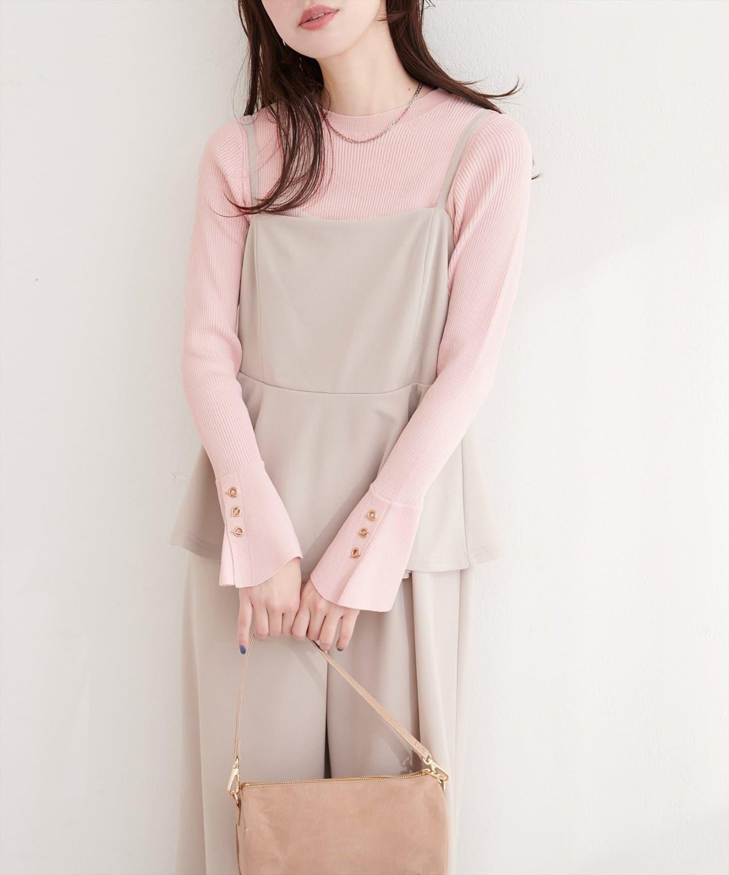 natural couture 袖口鉚釘釦圓領針織套頭衫