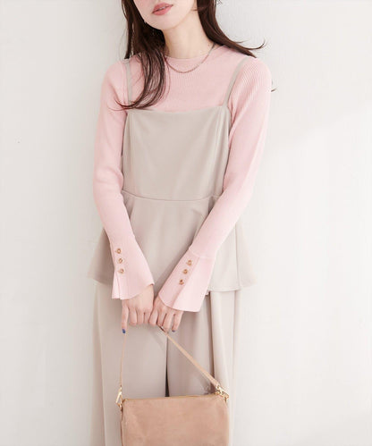 natural couture 袖口鉚釘釦圓領針織套頭衫