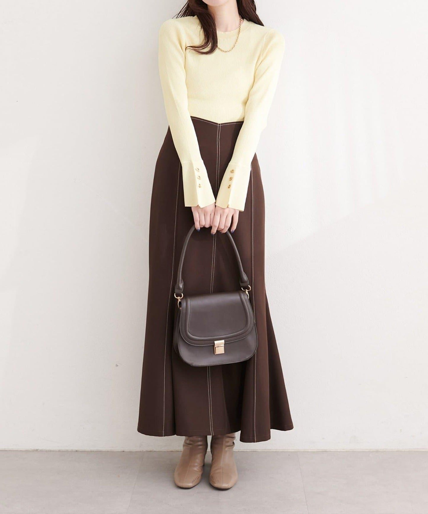 natural couture 袖口鉚釘釦圓領針織套頭衫