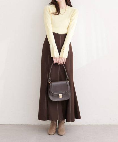 natural couture 袖口鉚釘釦圓領針織套頭衫