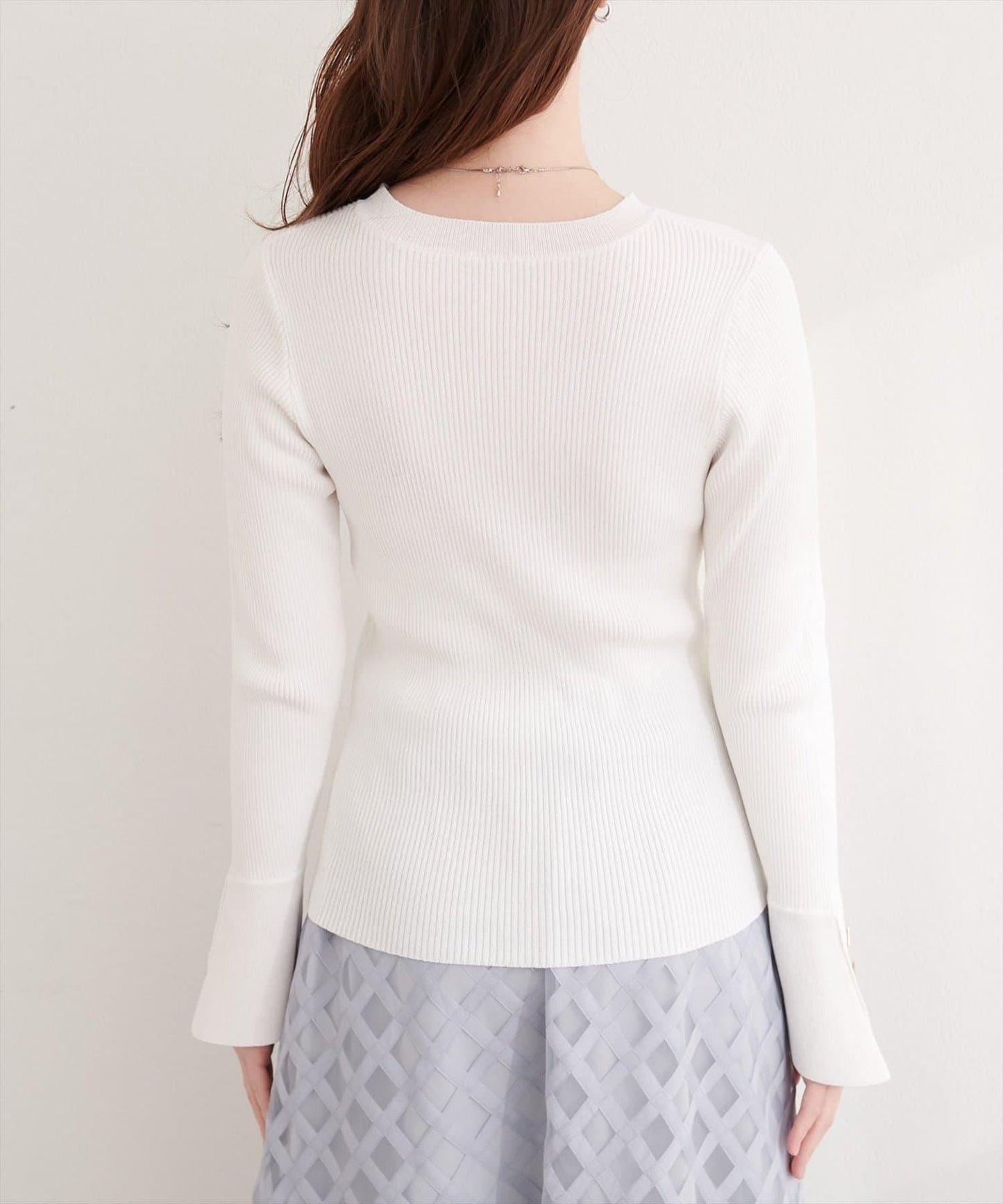 natural couture 袖口鉚釘釦圓領針織套頭衫
