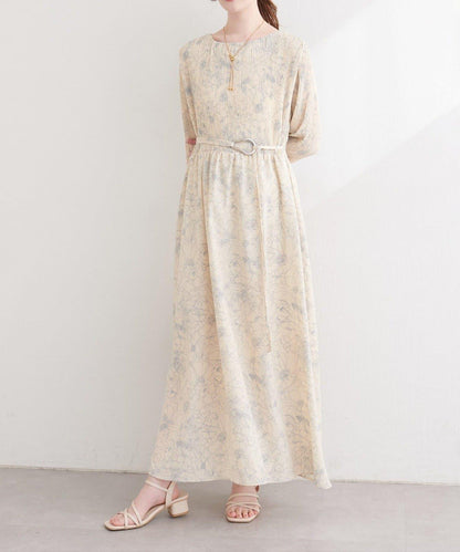 natural couture 腰帶褶皺連衣裙