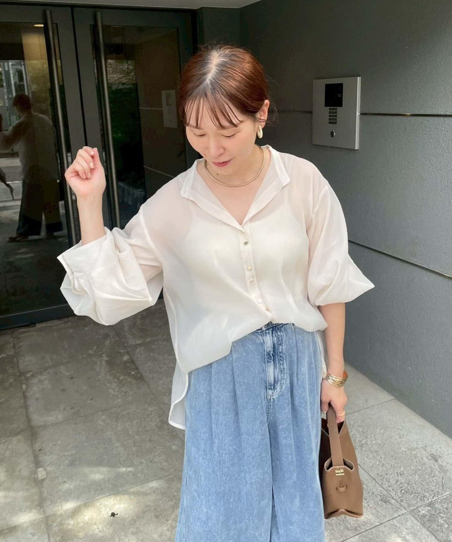 上品透視雙排扣襯衫