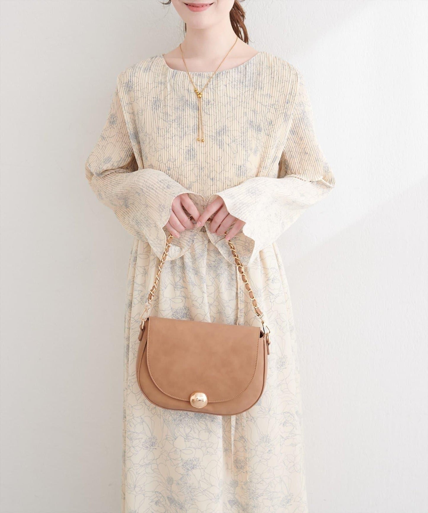 natural couture 腰帶褶皺連衣裙