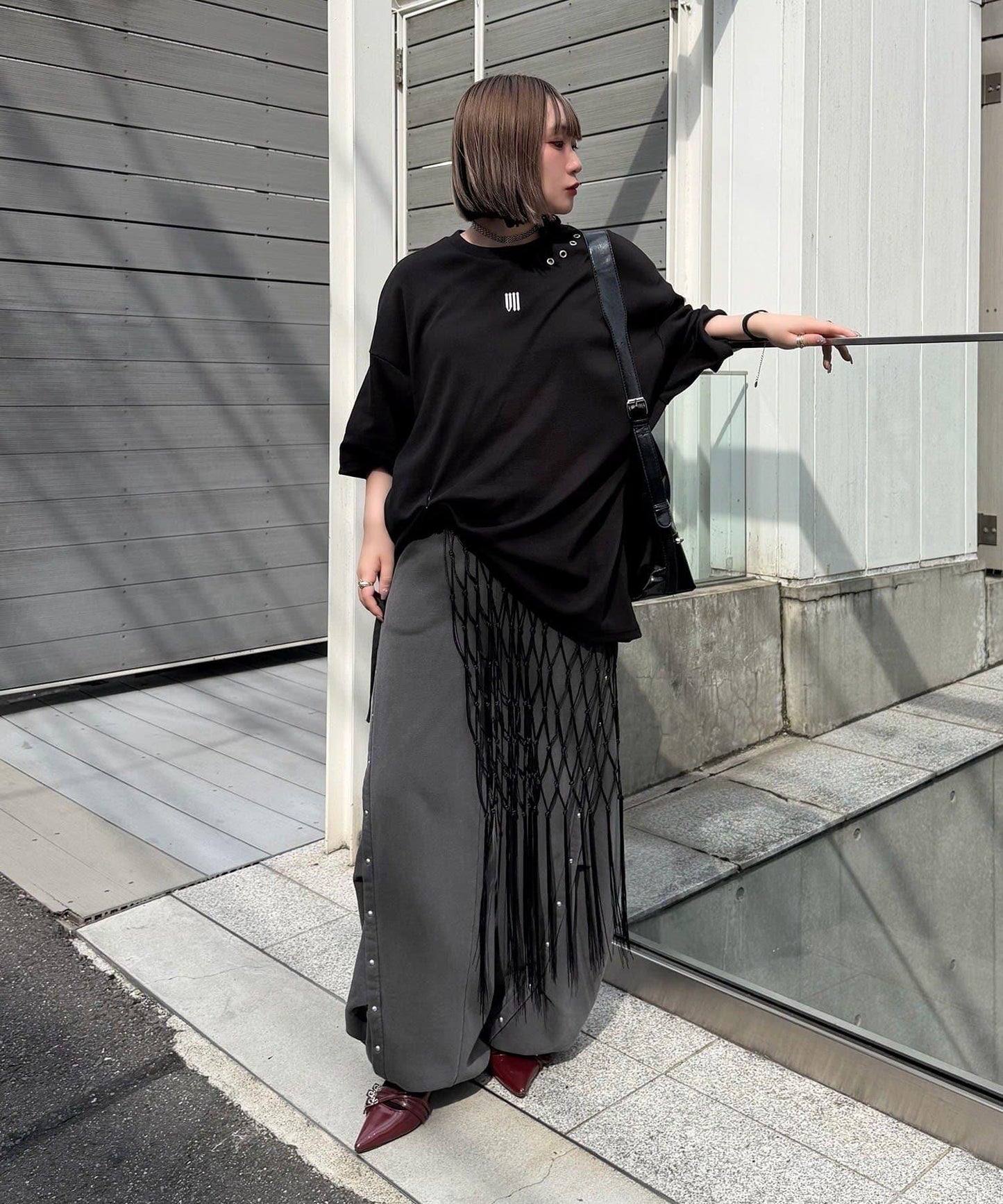 【Mavie..7】Unisex刺繡孔眼大廓形T恤