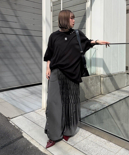 【Mavie..7】Unisex刺繡孔眼大廓形T恤