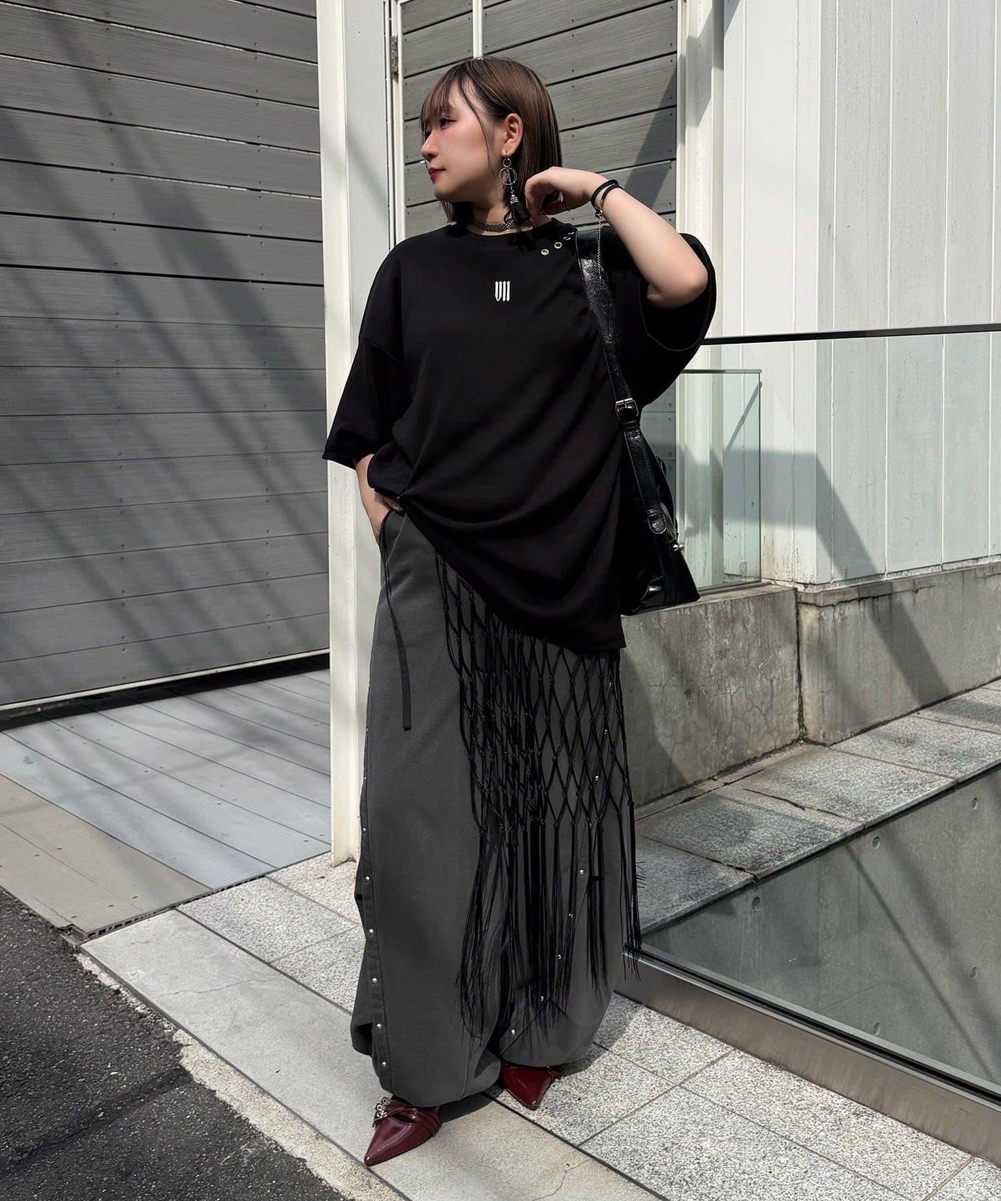 【Mavie..7】Unisex刺繡孔眼大廓形T恤
