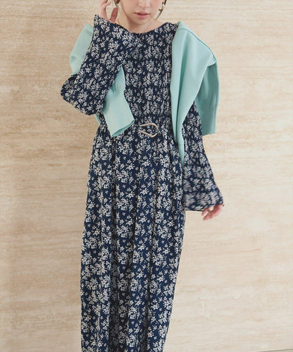 natural couture 腰帶褶皺連衣裙