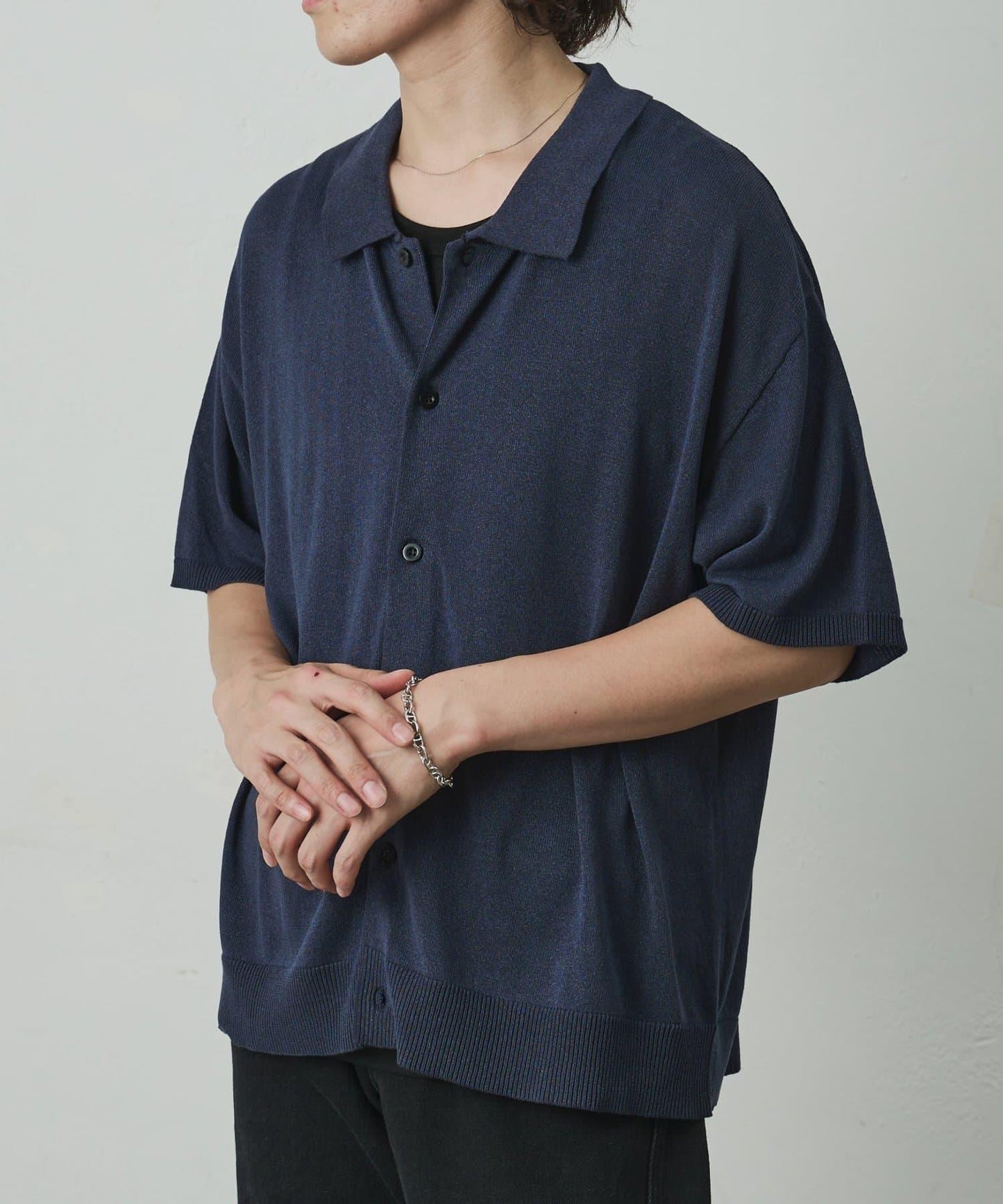 和紙混紡短袖Polo開衫