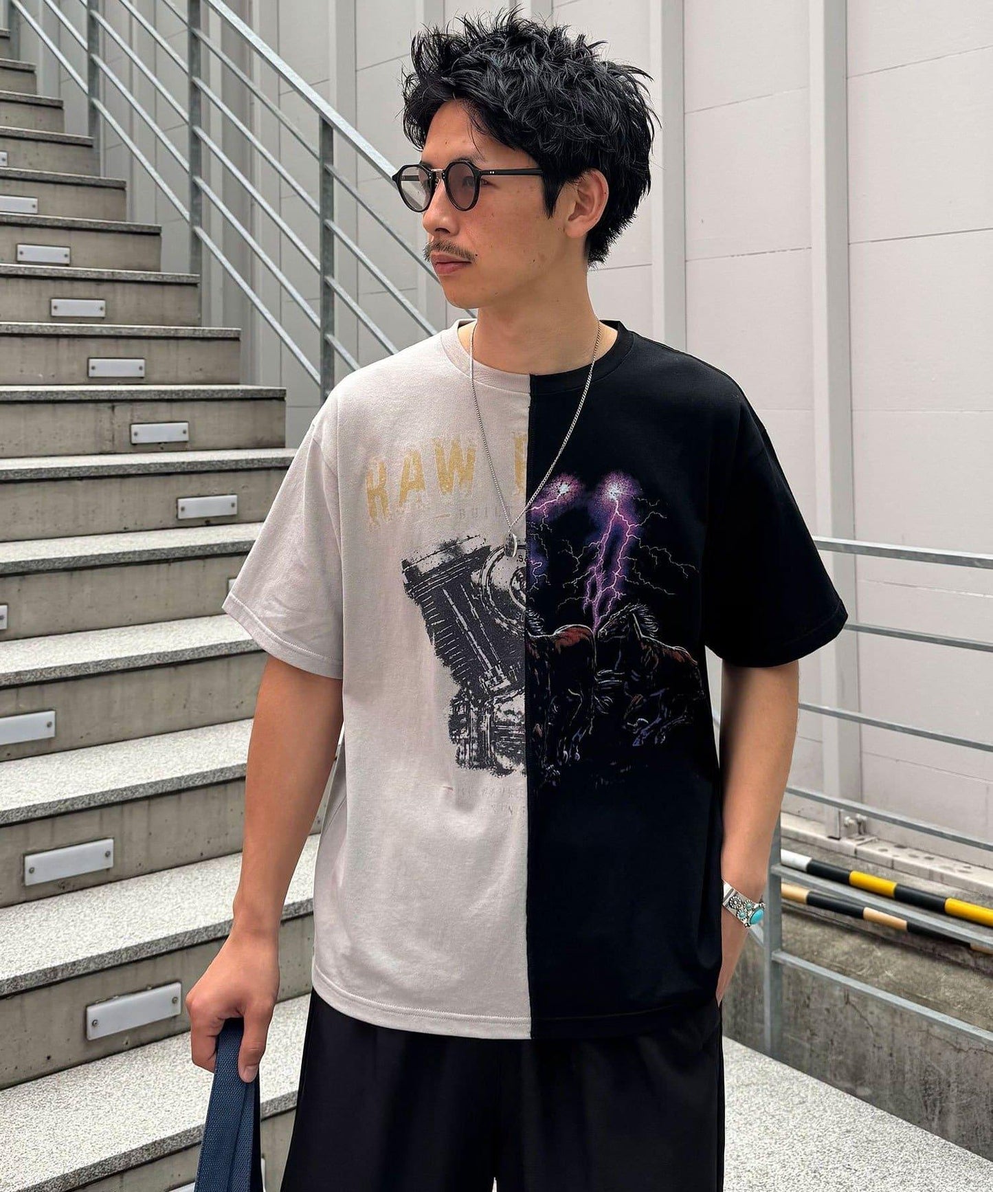 拼接印花T恤