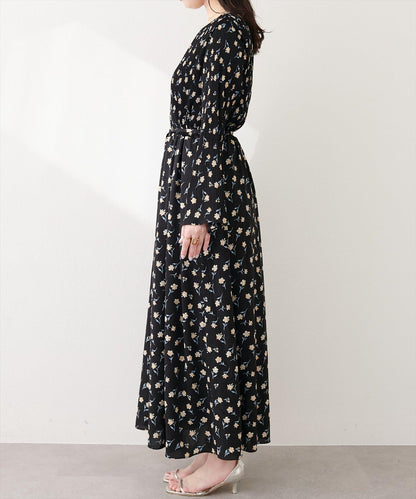 natural couture 腰帶褶皺連衣裙