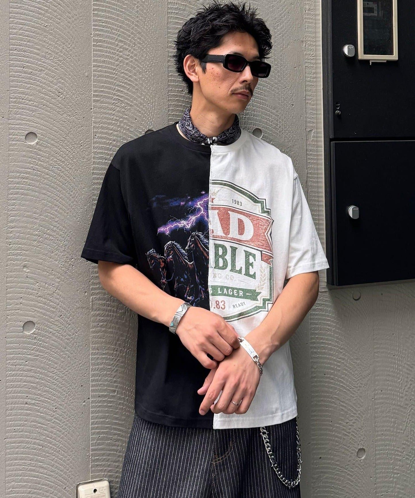 拼接印花T恤