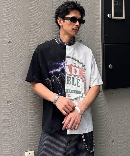 拼接印花T恤