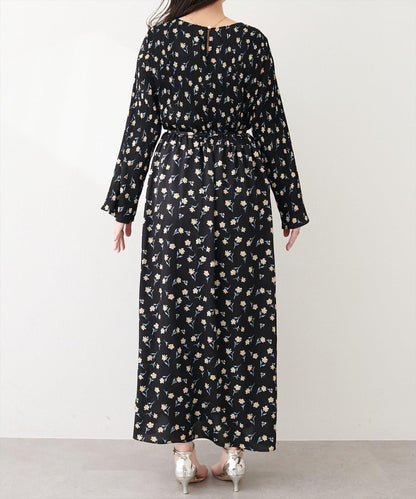 natural couture 腰帶褶皺連衣裙