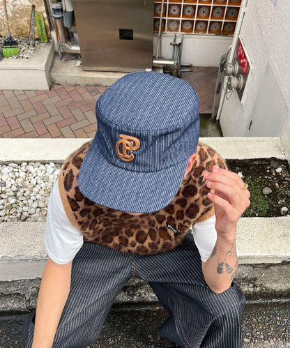 條紋工裝帽