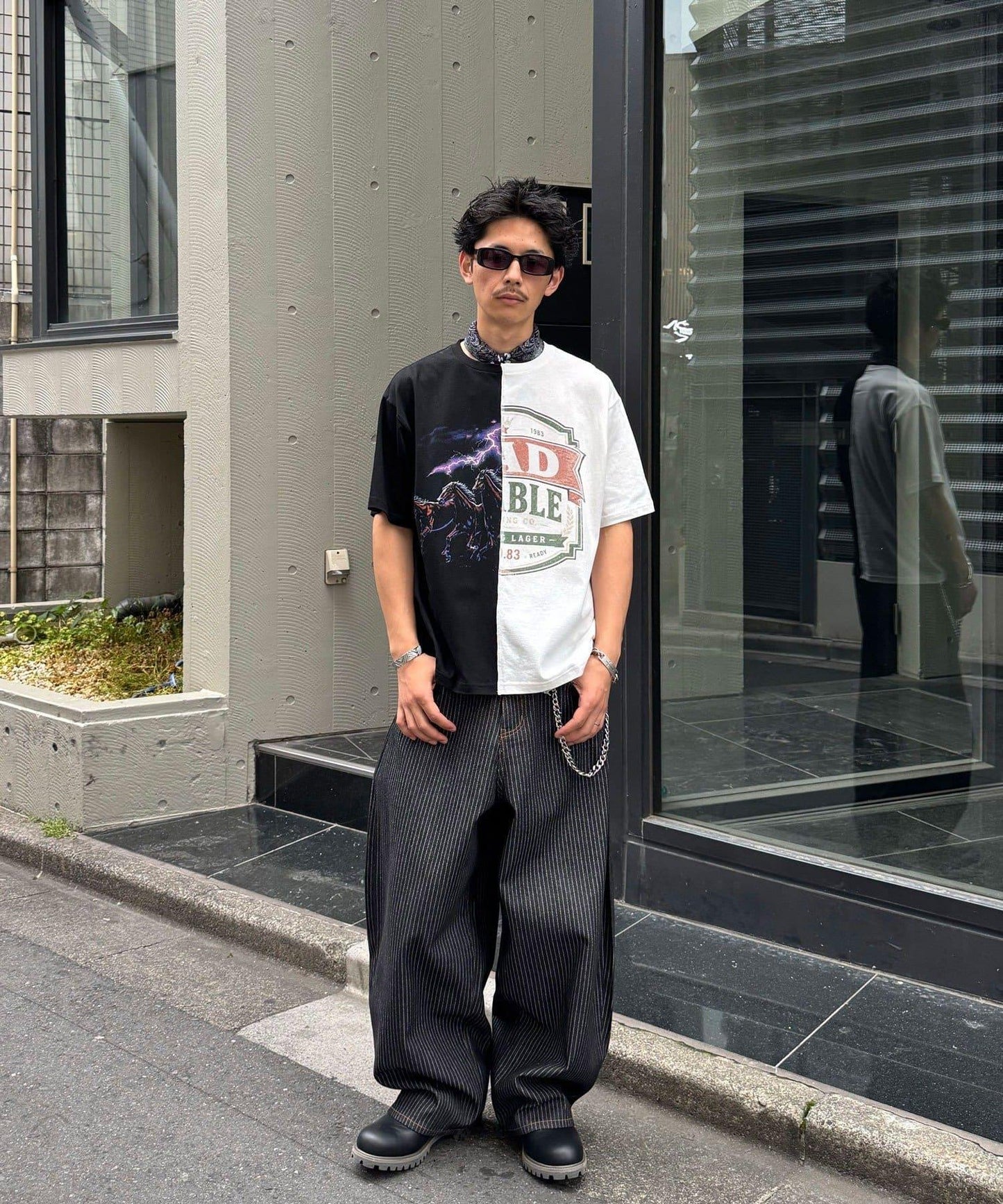 拼接印花T恤