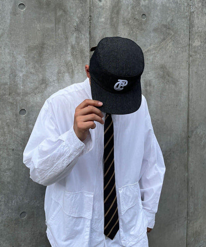 條紋工裝帽