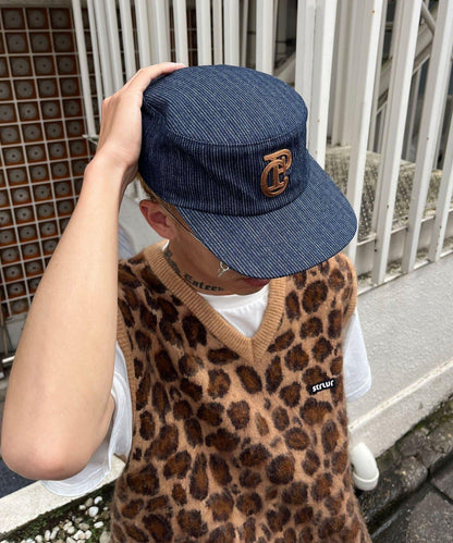 條紋工裝帽