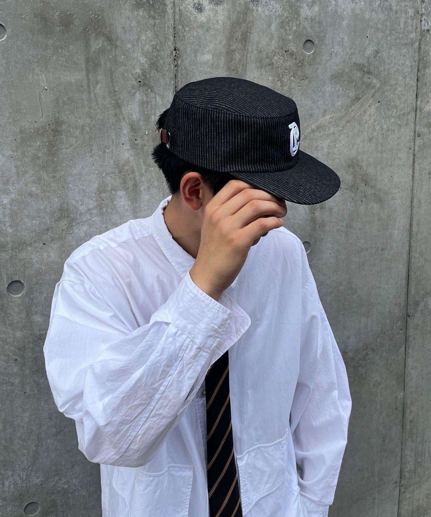 條紋工裝帽