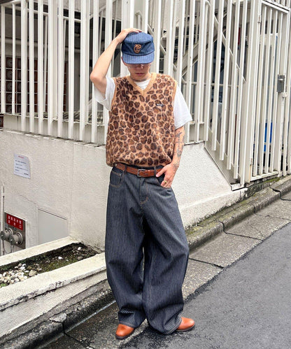 條紋工裝帽