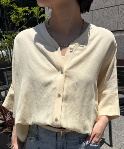 亞麻感襯衫