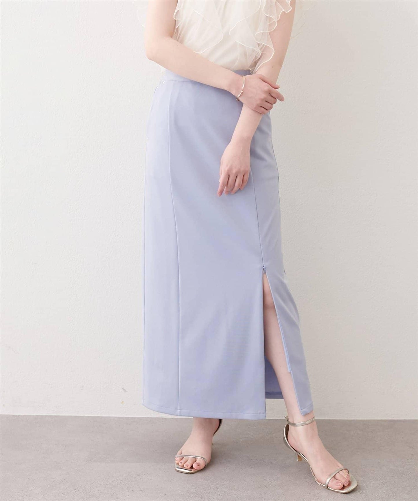 natural couture 氣質通勤彈力側開叉直筒半身裙