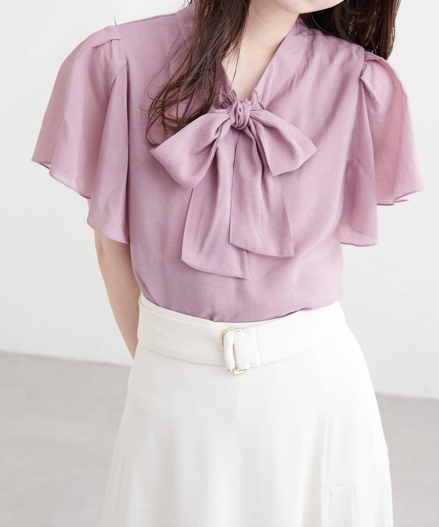 natural couture 蝴蝶結繫帶花卉襯衫