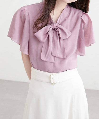 natural couture 蝴蝶結繫帶花卉襯衫