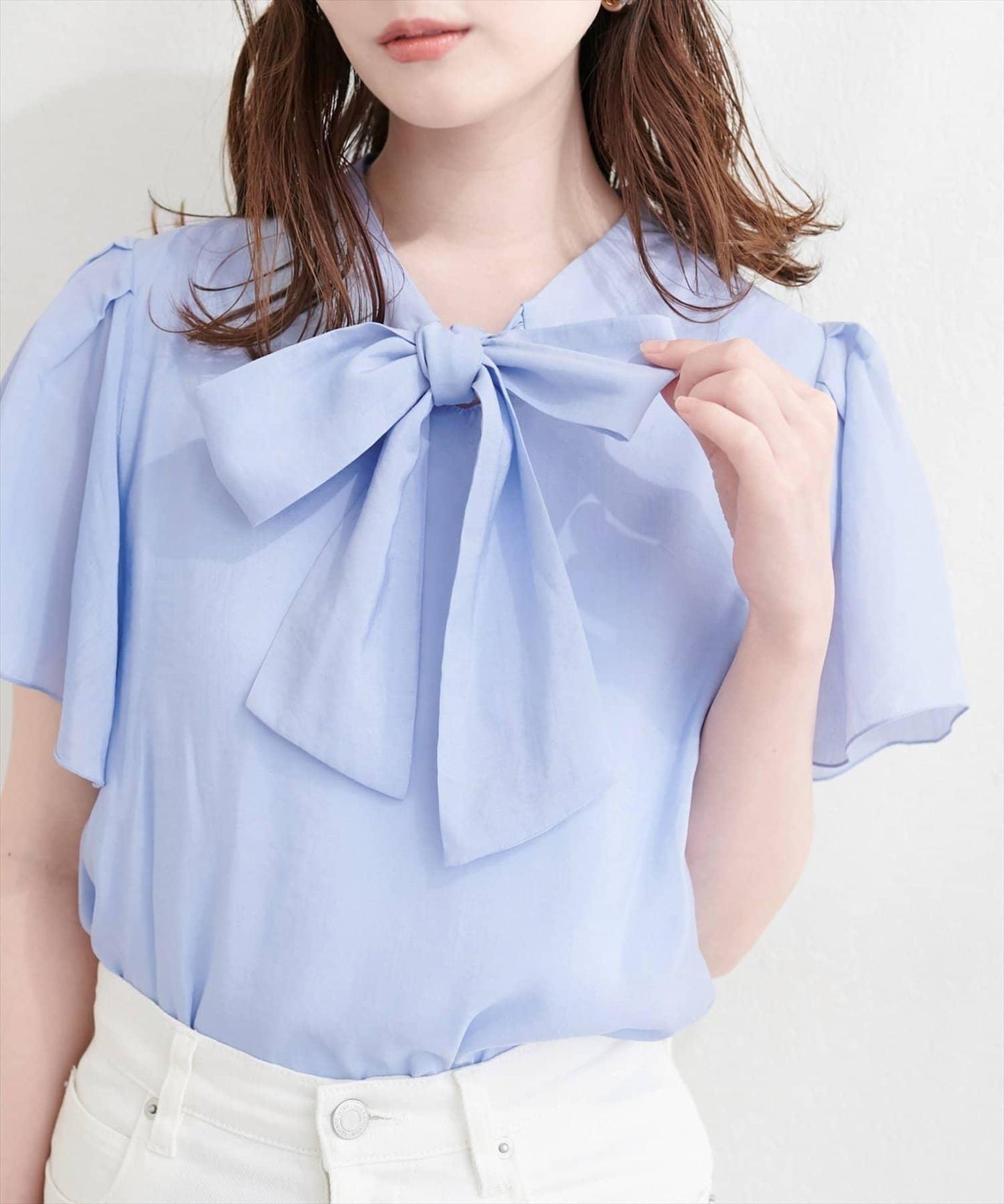 natural couture 蝴蝶結繫帶花卉襯衫
