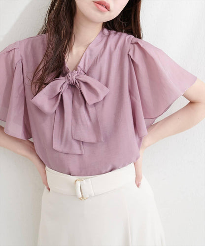 natural couture 蝴蝶結繫帶花卉襯衫