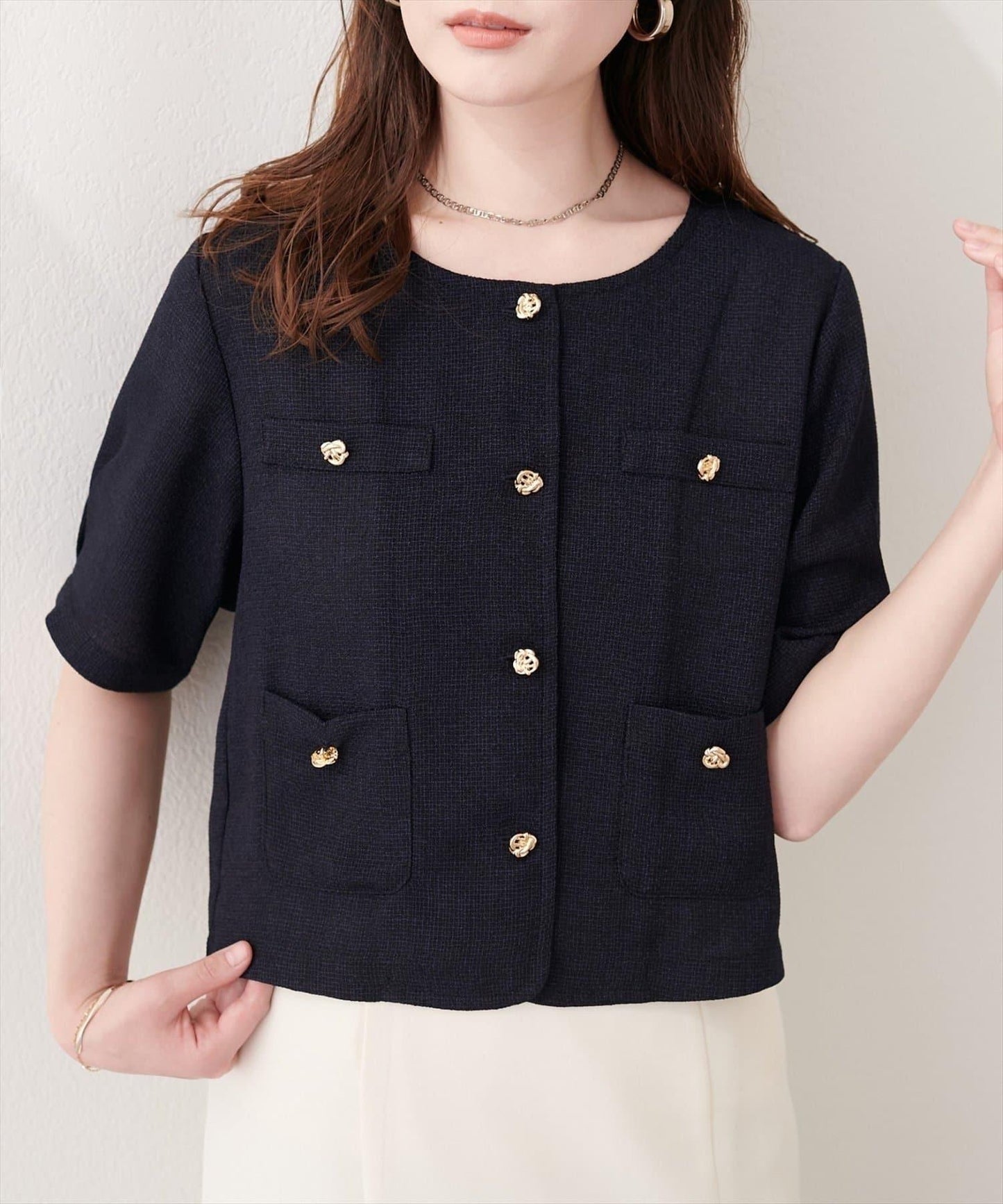 natural couture 斜紋軟呢短袖夾克