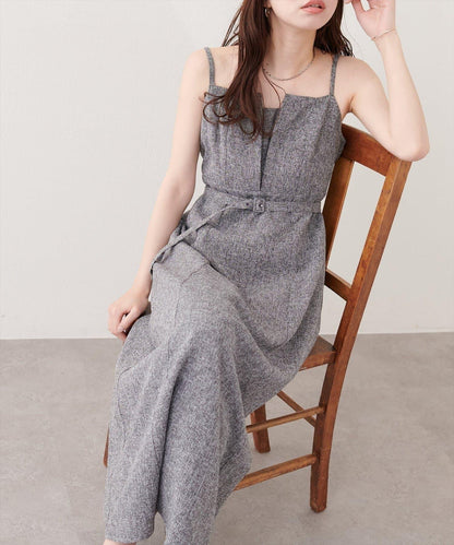 natural couture 前開叉吊帶連衣裙