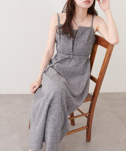 natural couture 前開叉吊帶連衣裙