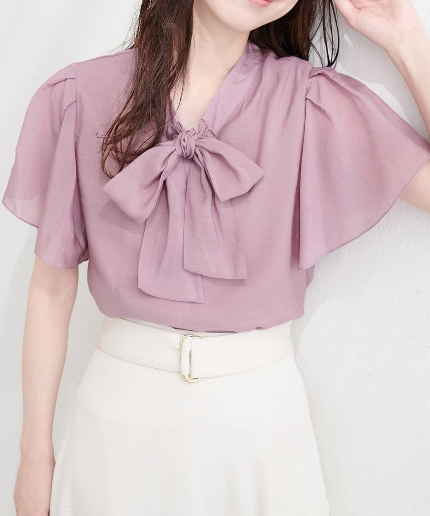 natural couture 蝴蝶結繫帶花卉襯衫