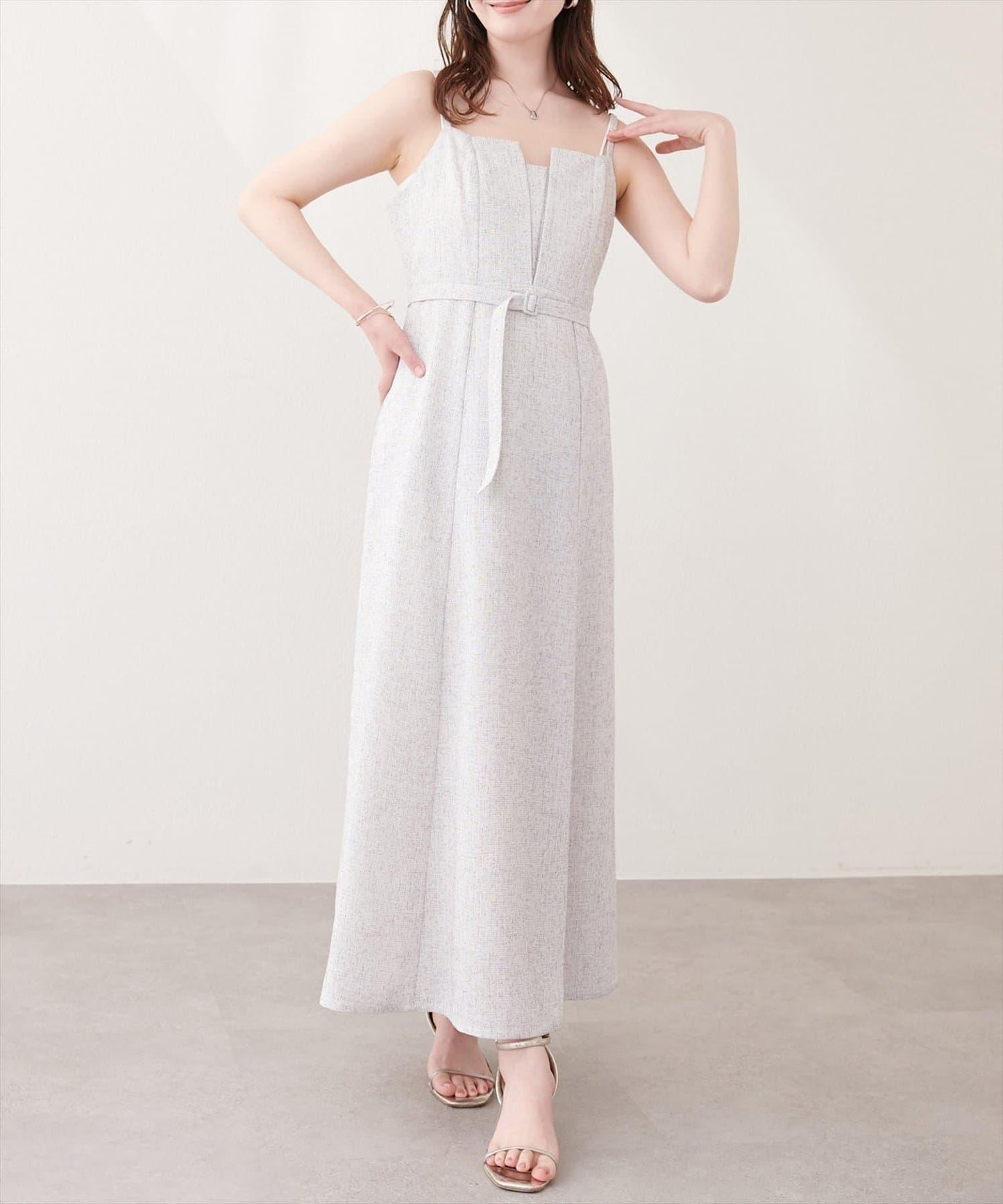 natural couture 前開叉吊帶連衣裙
