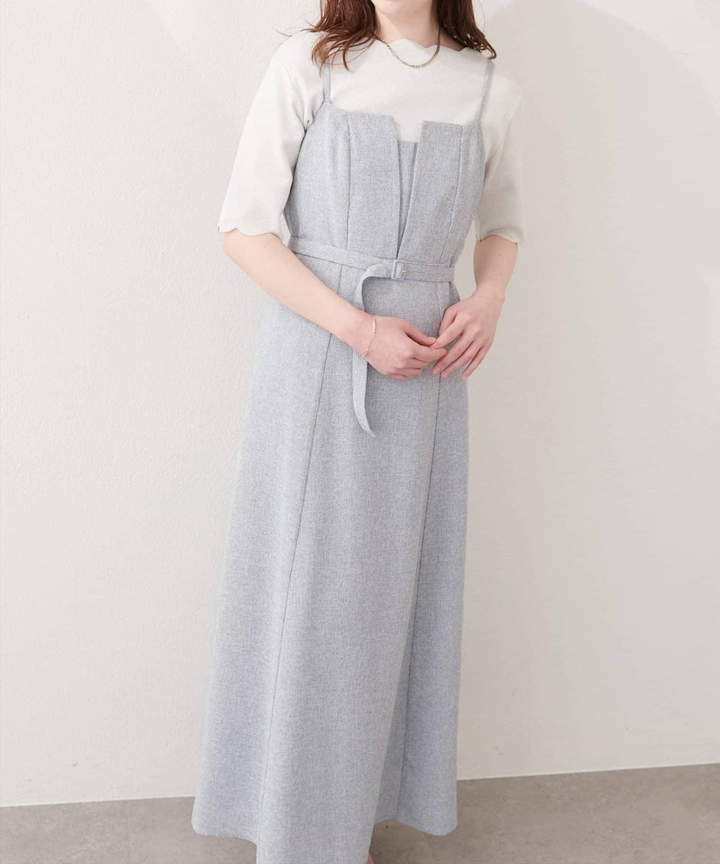 natural couture 前開叉吊帶連衣裙