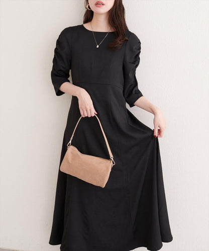 natural couture 花卉提花羊腿袖連衣裙