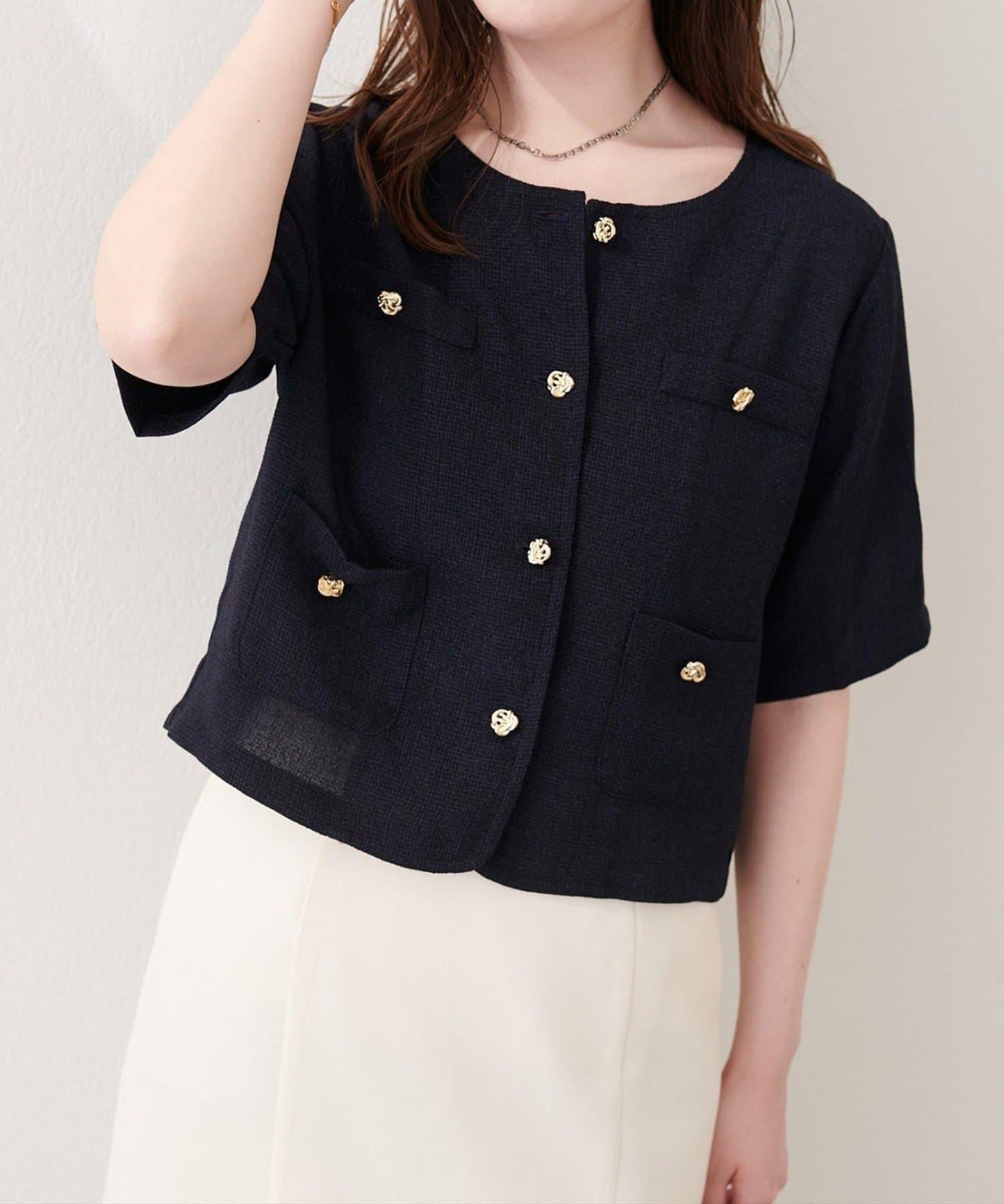 natural couture 斜紋軟呢短袖夾克