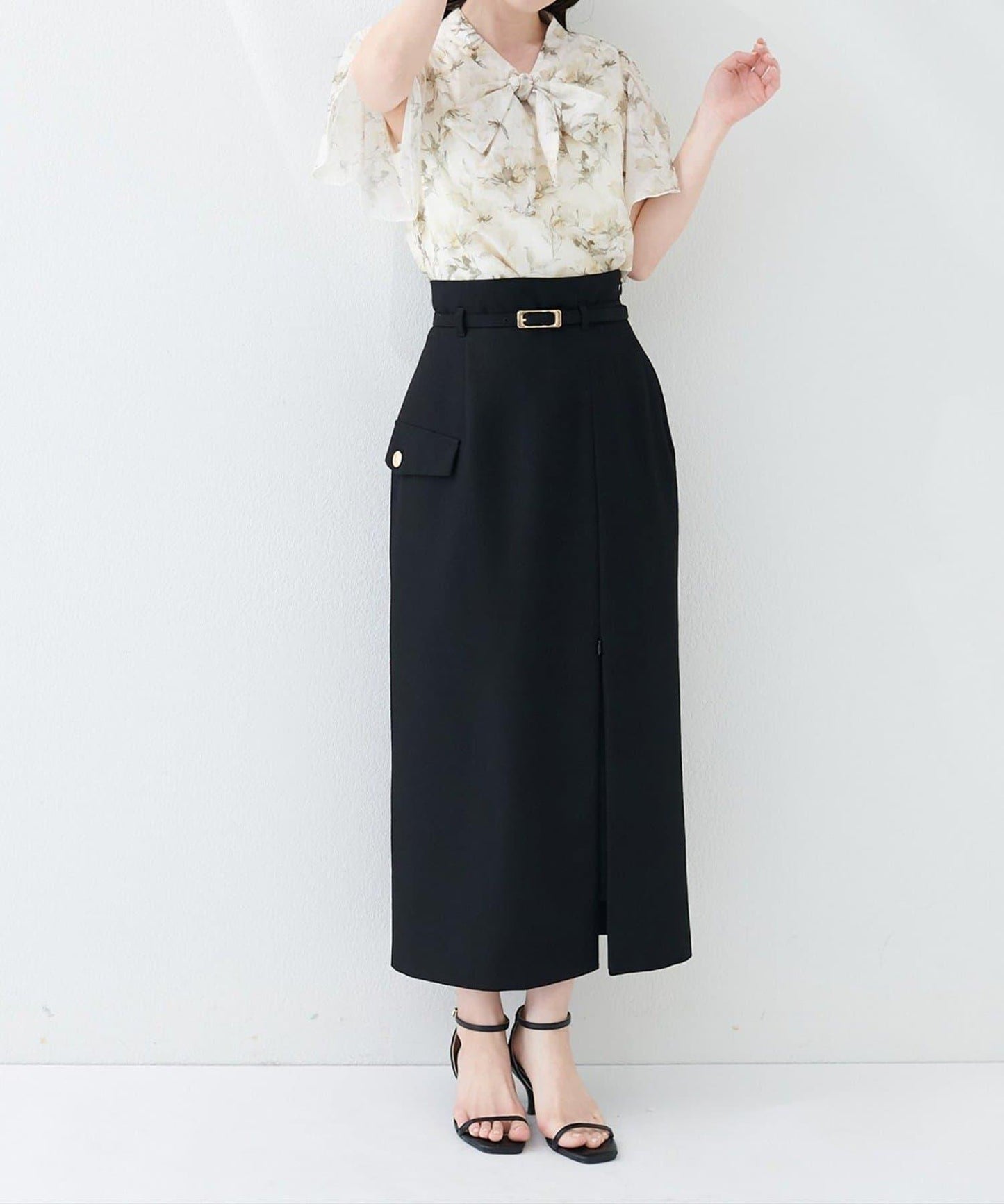 natural couture 蝴蝶結繫帶花卉襯衫