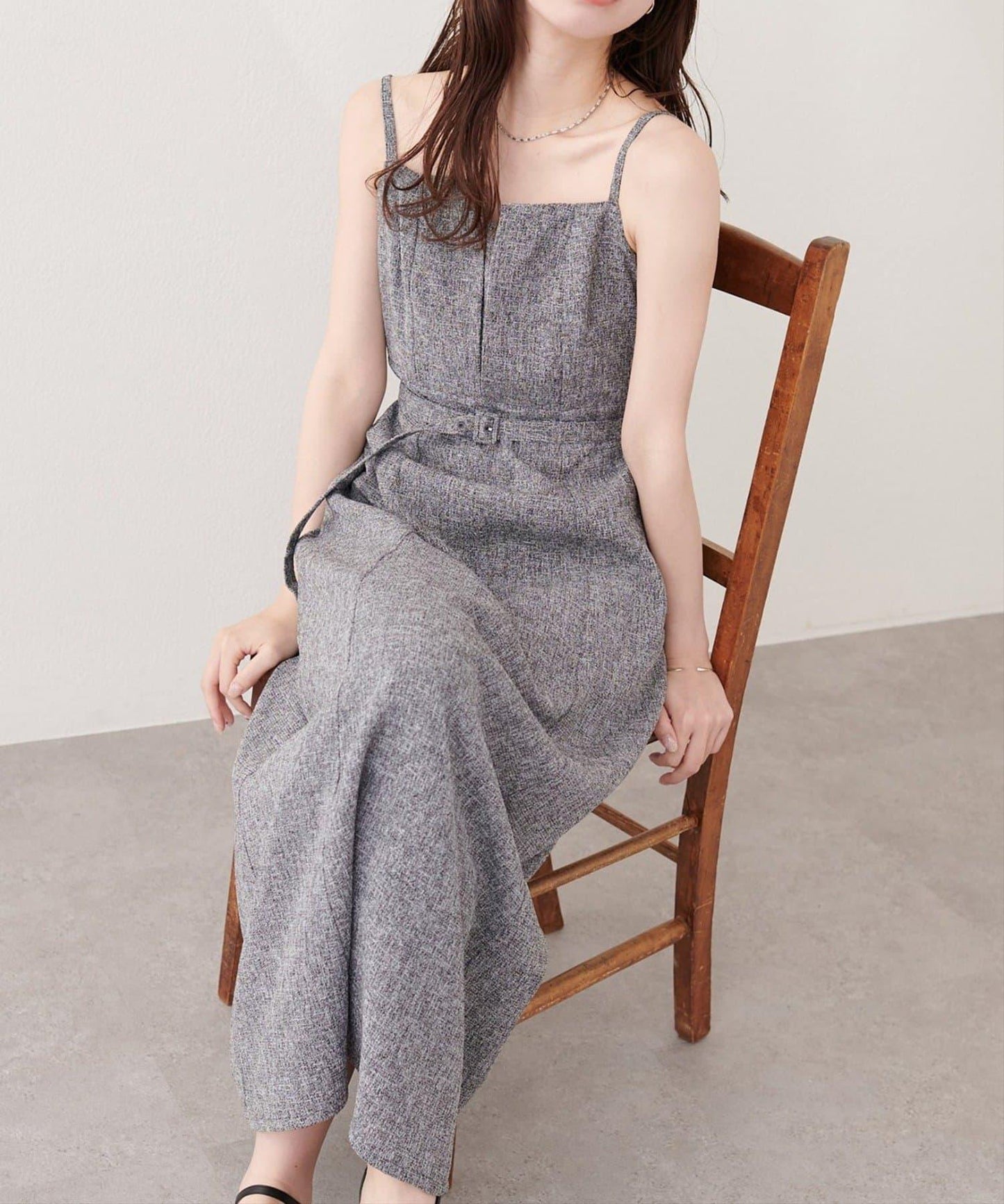natural couture 前開叉吊帶連衣裙